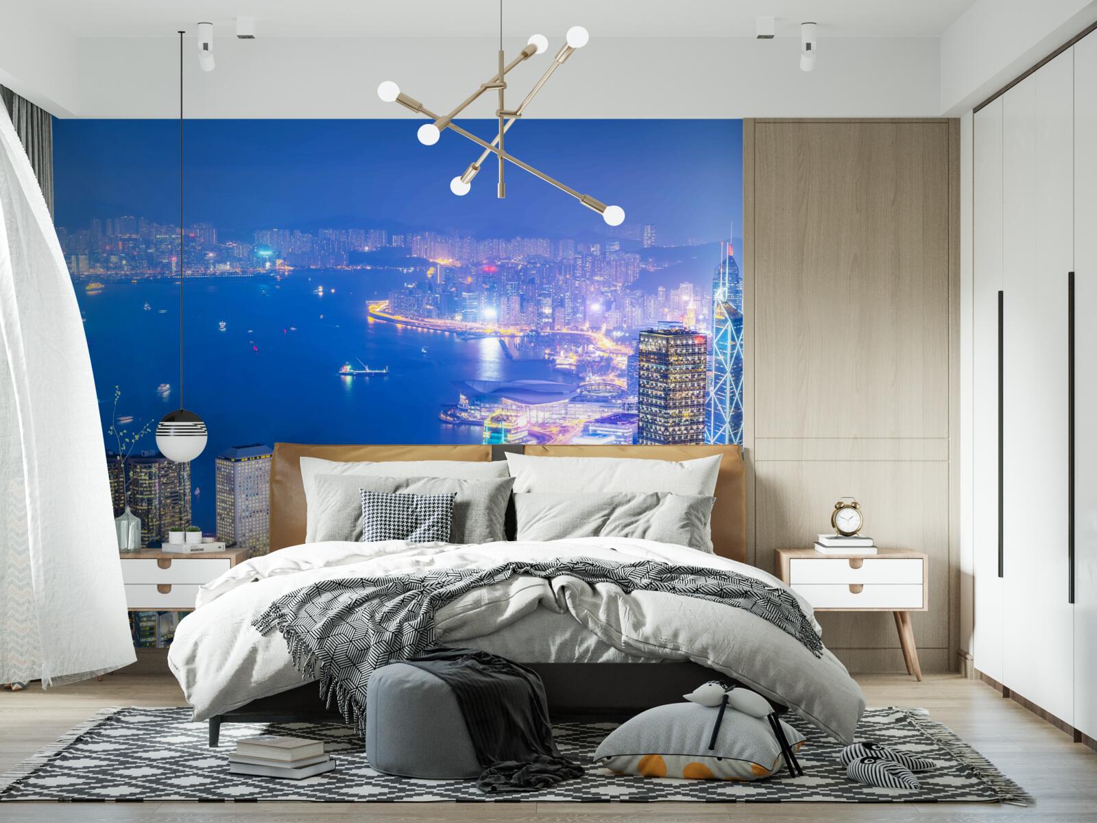 Fototapeta hipnotyzujący nocny krajobraz hongkongu