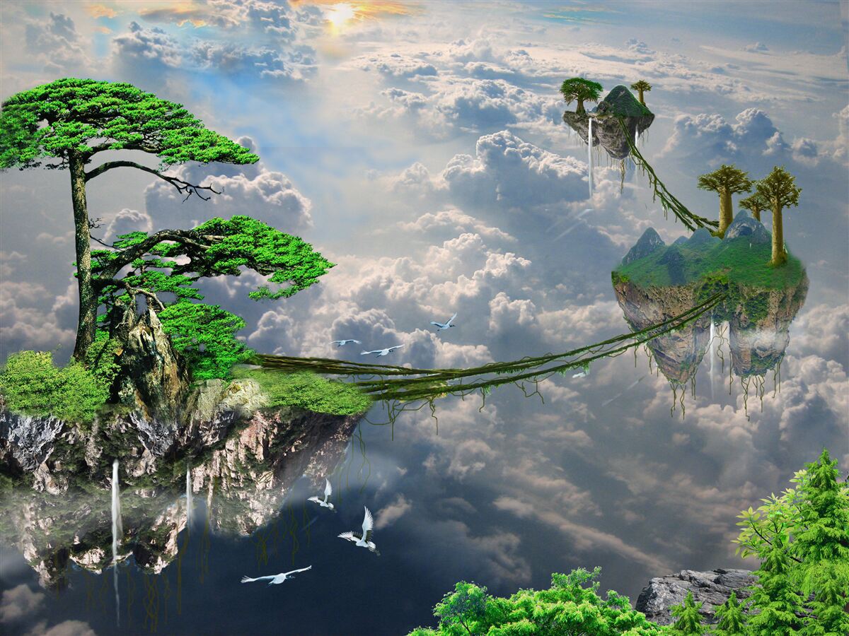 Fototapeta wyspy unoszące się na niebie