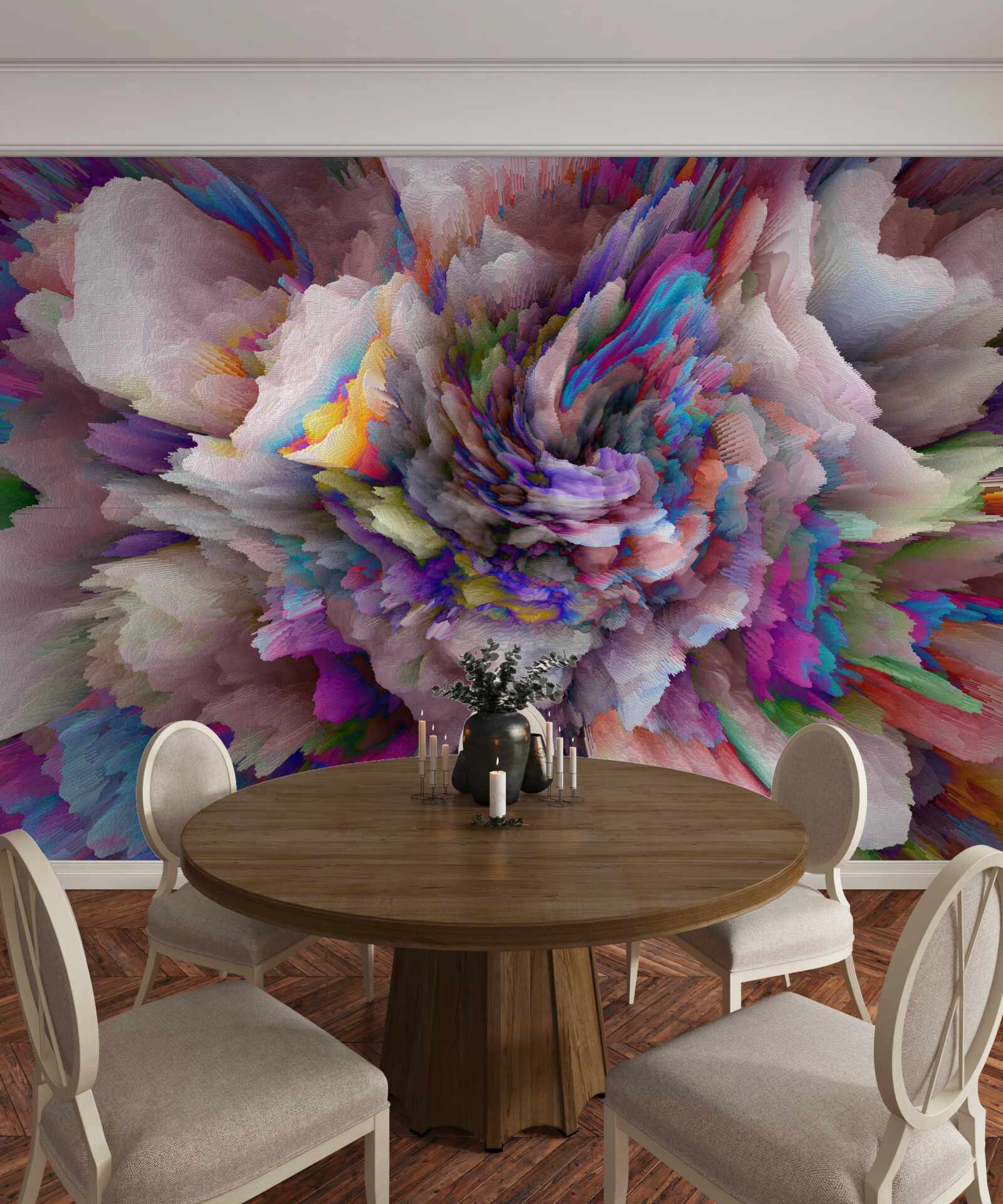 Fototapeta kwiat z tęczowymi abstrakcyjnymi odcieniami