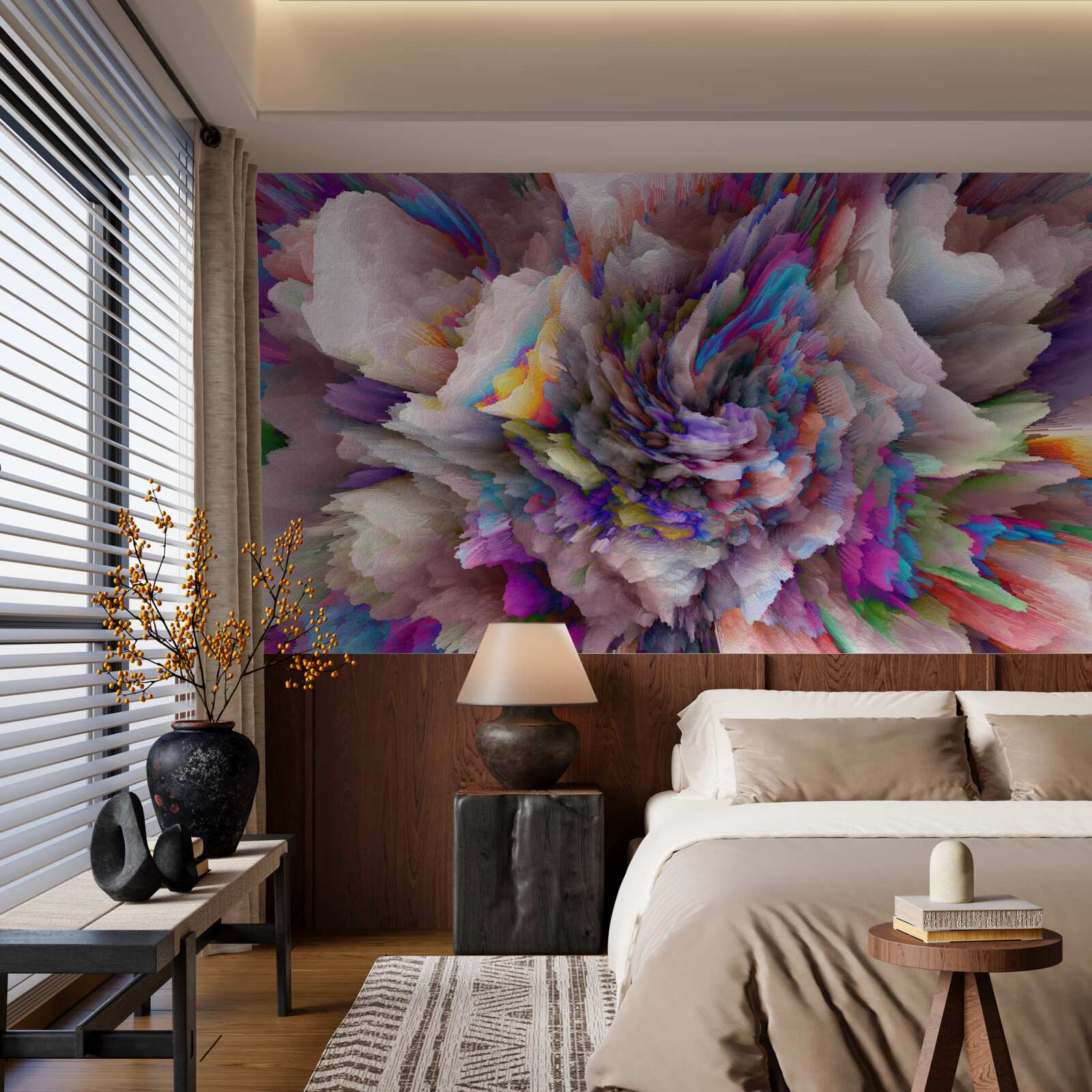 Fototapeta kwiat z tęczowymi abstrakcyjnymi odcieniami