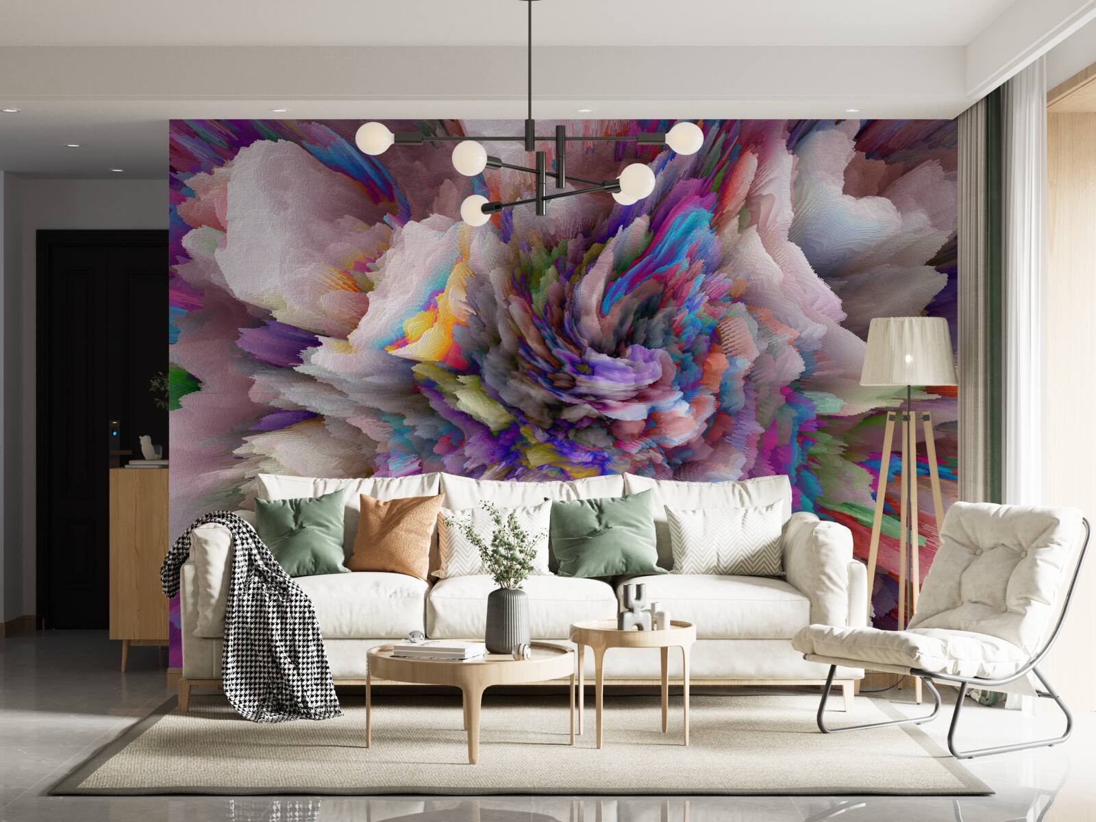 Fototapeta kwiat z tęczowymi abstrakcyjnymi odcieniami