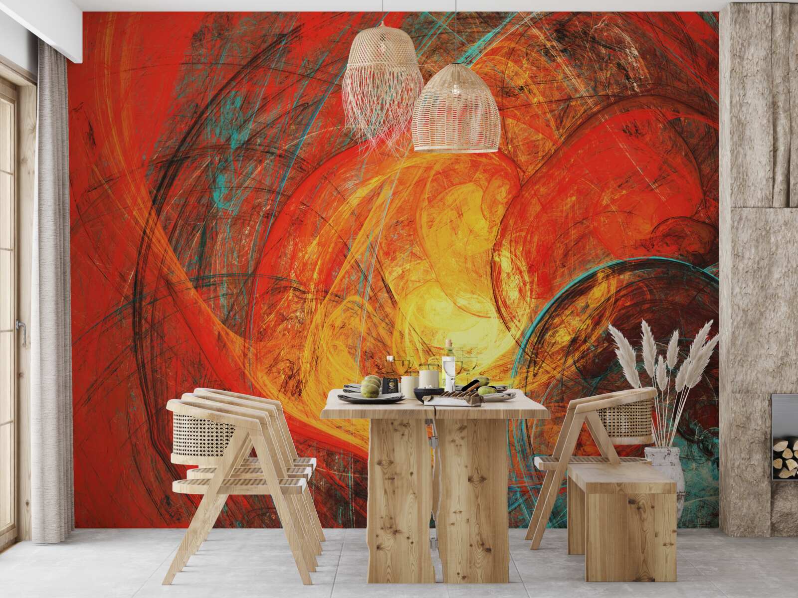 Fototapeta złoty środek ozdobiony jest bogato kolorowymi fraktalami