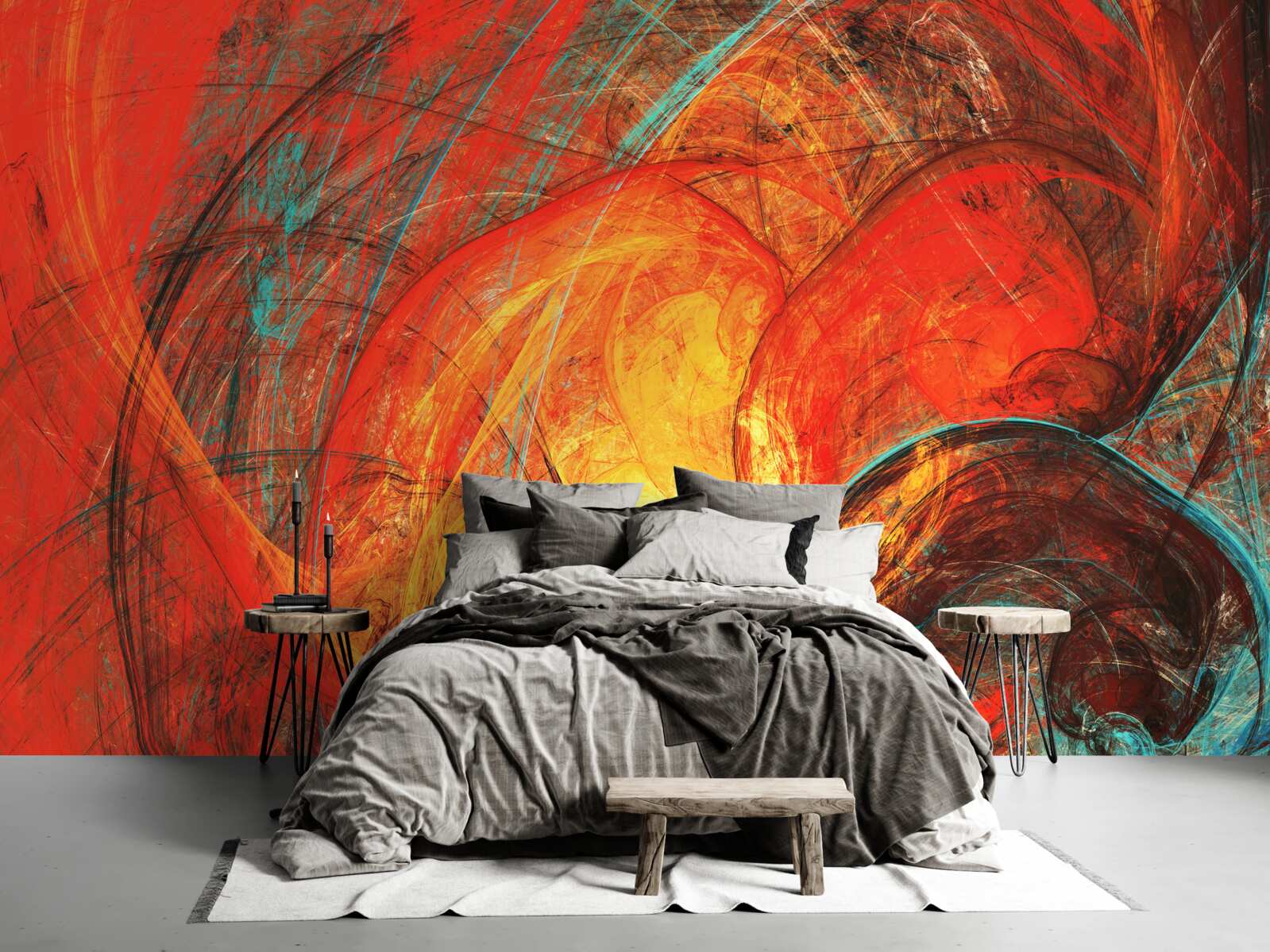 Fototapeta złoty środek ozdobiony jest bogato kolorowymi fraktalami