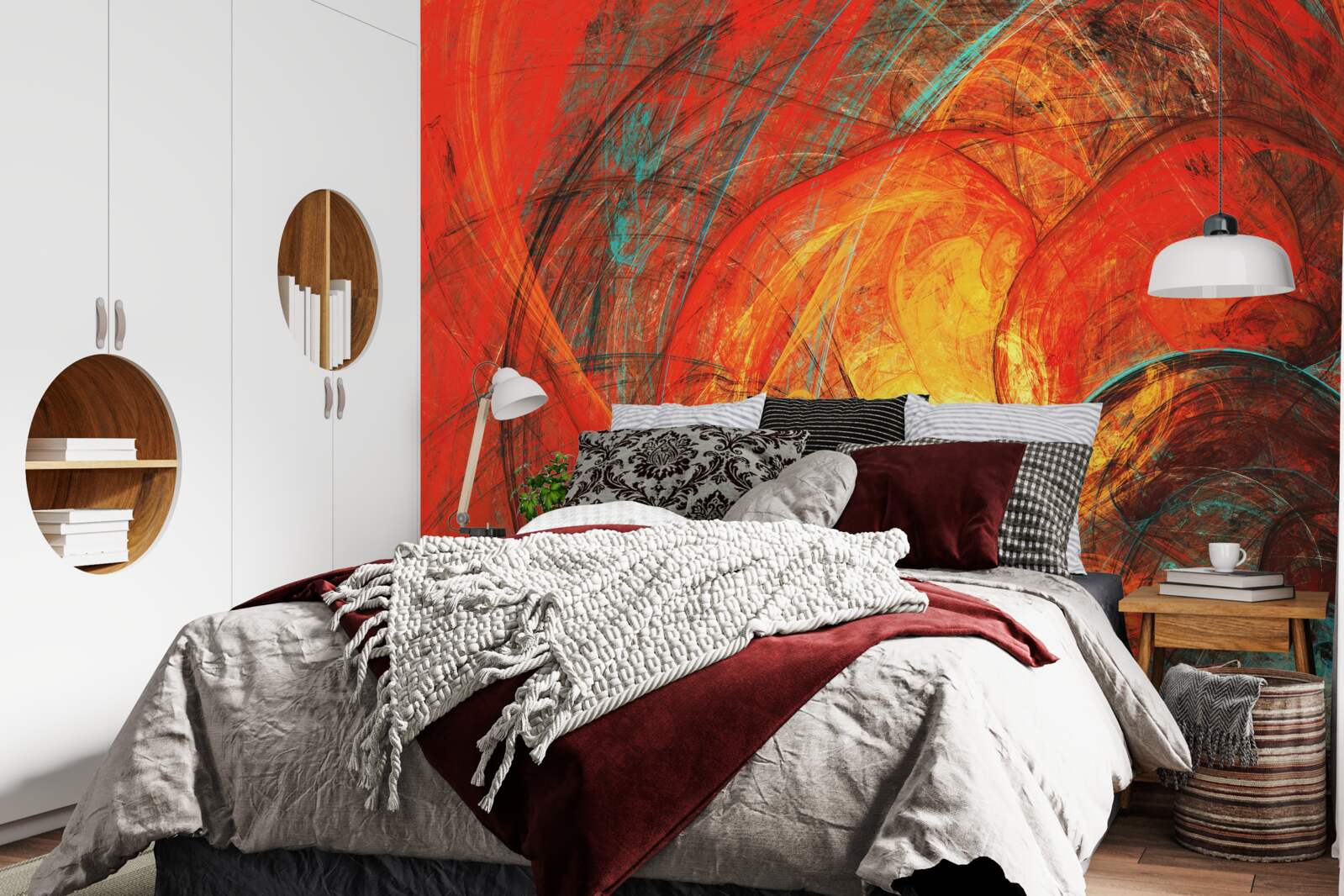 Fototapeta złoty środek ozdobiony jest bogato kolorowymi fraktalami