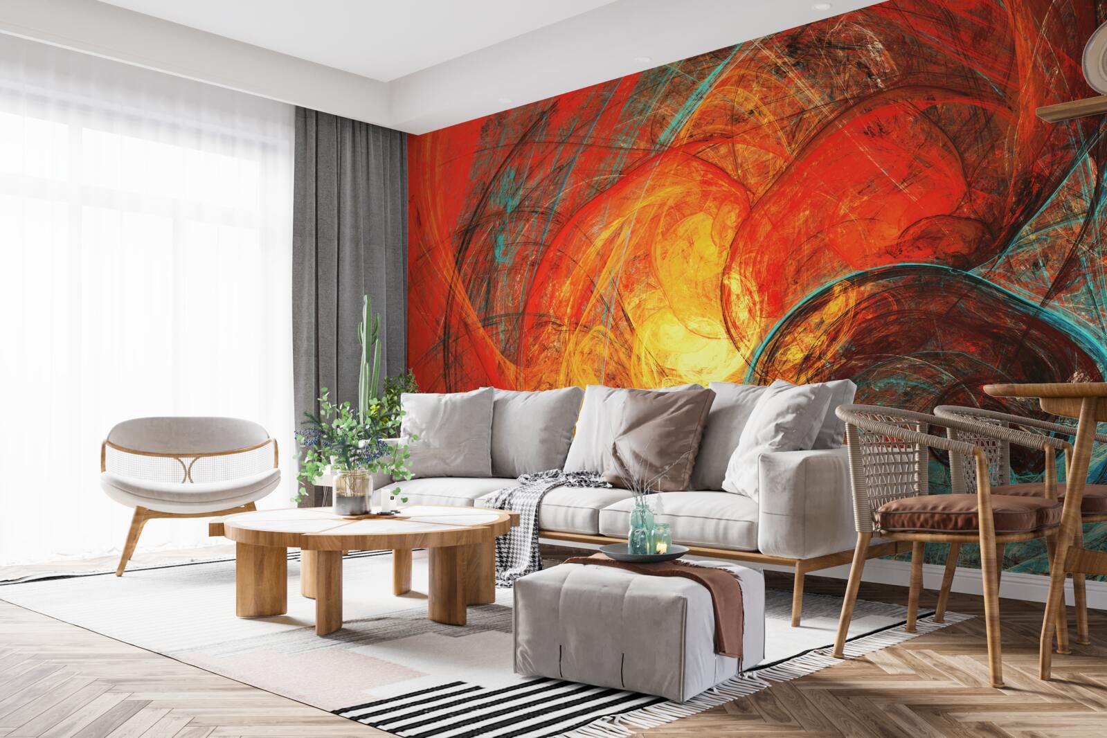 Fototapeta złoty środek ozdobiony jest bogato kolorowymi fraktalami