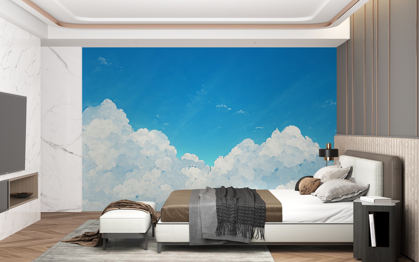 Fototapeta błękitne niebo i śnieżnobiałe chmury