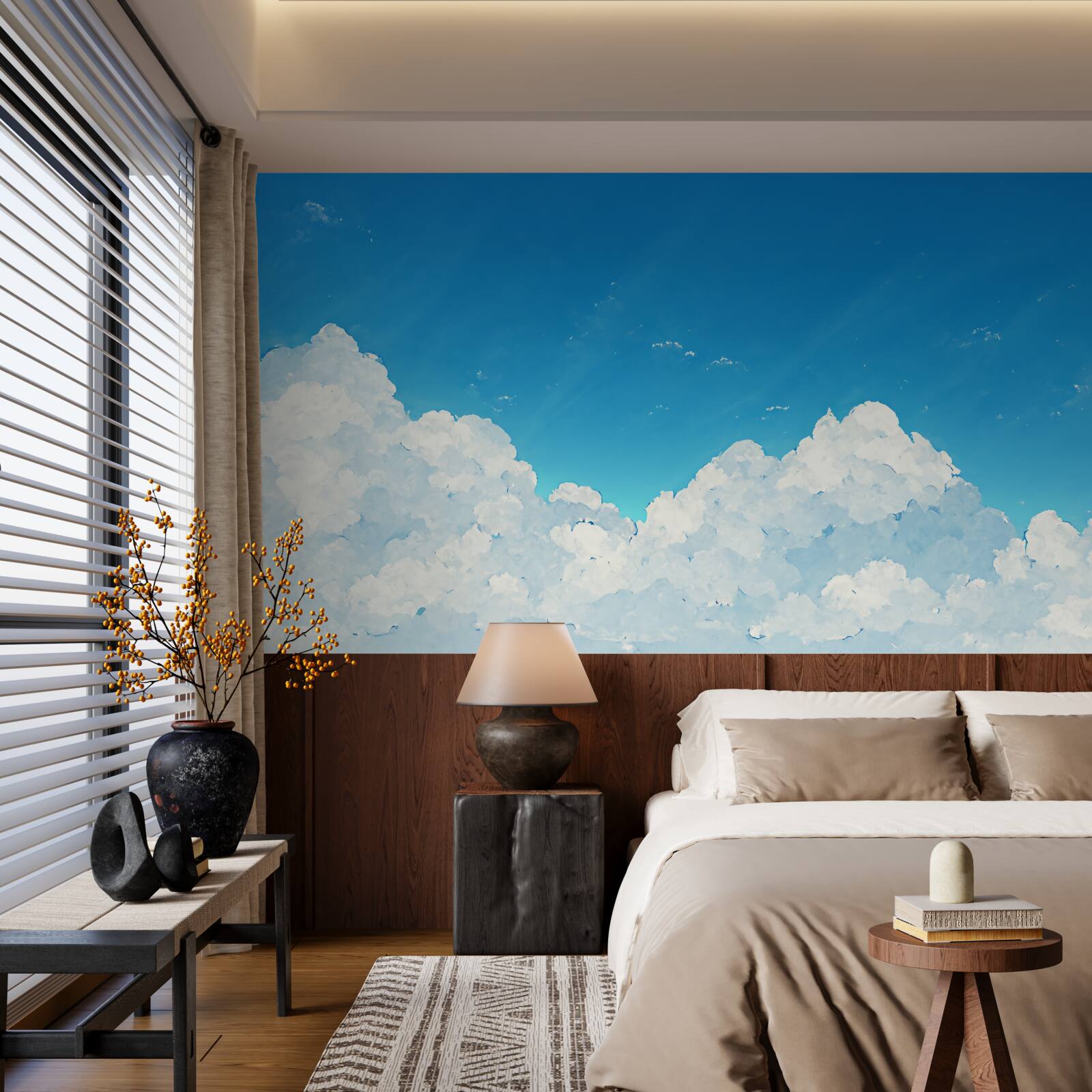 Fototapeta błękitne niebo i śnieżnobiałe chmury