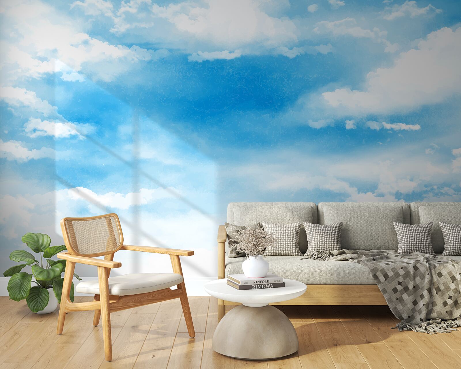 Fototapeta błękitne niebo ozdobione jest białymi chmurami