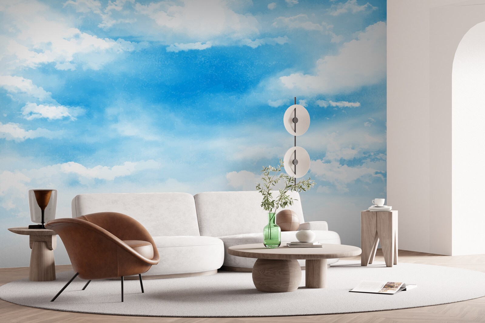 Fototapeta błękitne niebo ozdobione jest białymi chmurami