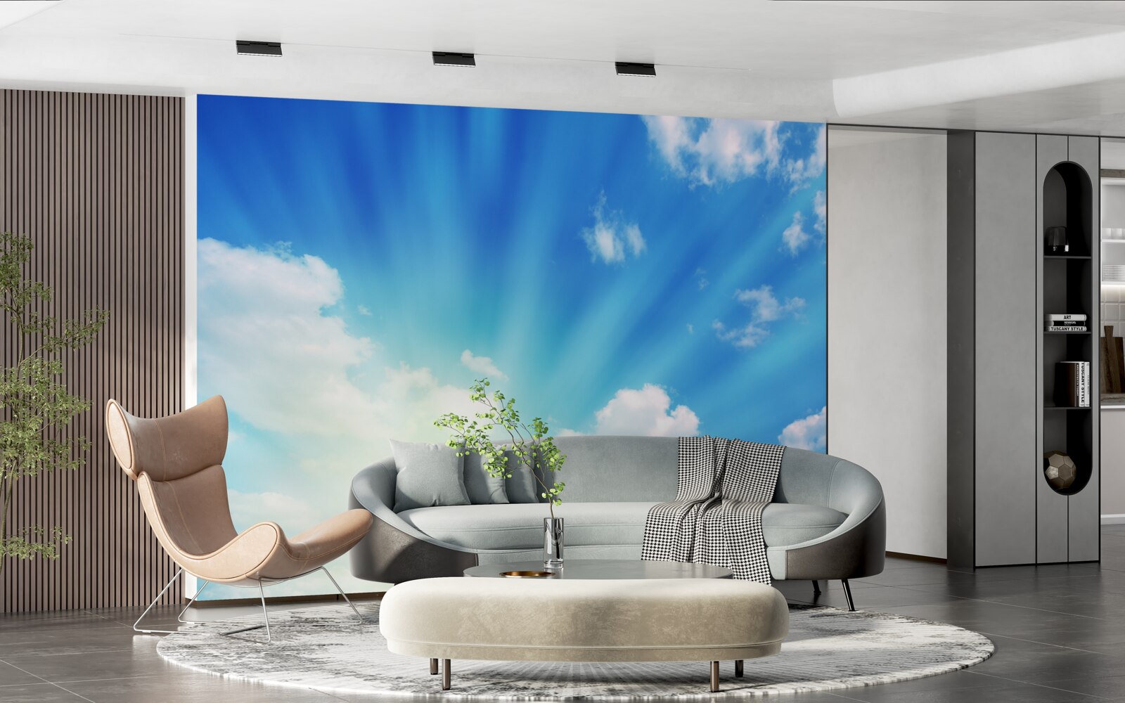 Fototapeta jasne promienie słońca błyszczą na błękitnym niebie