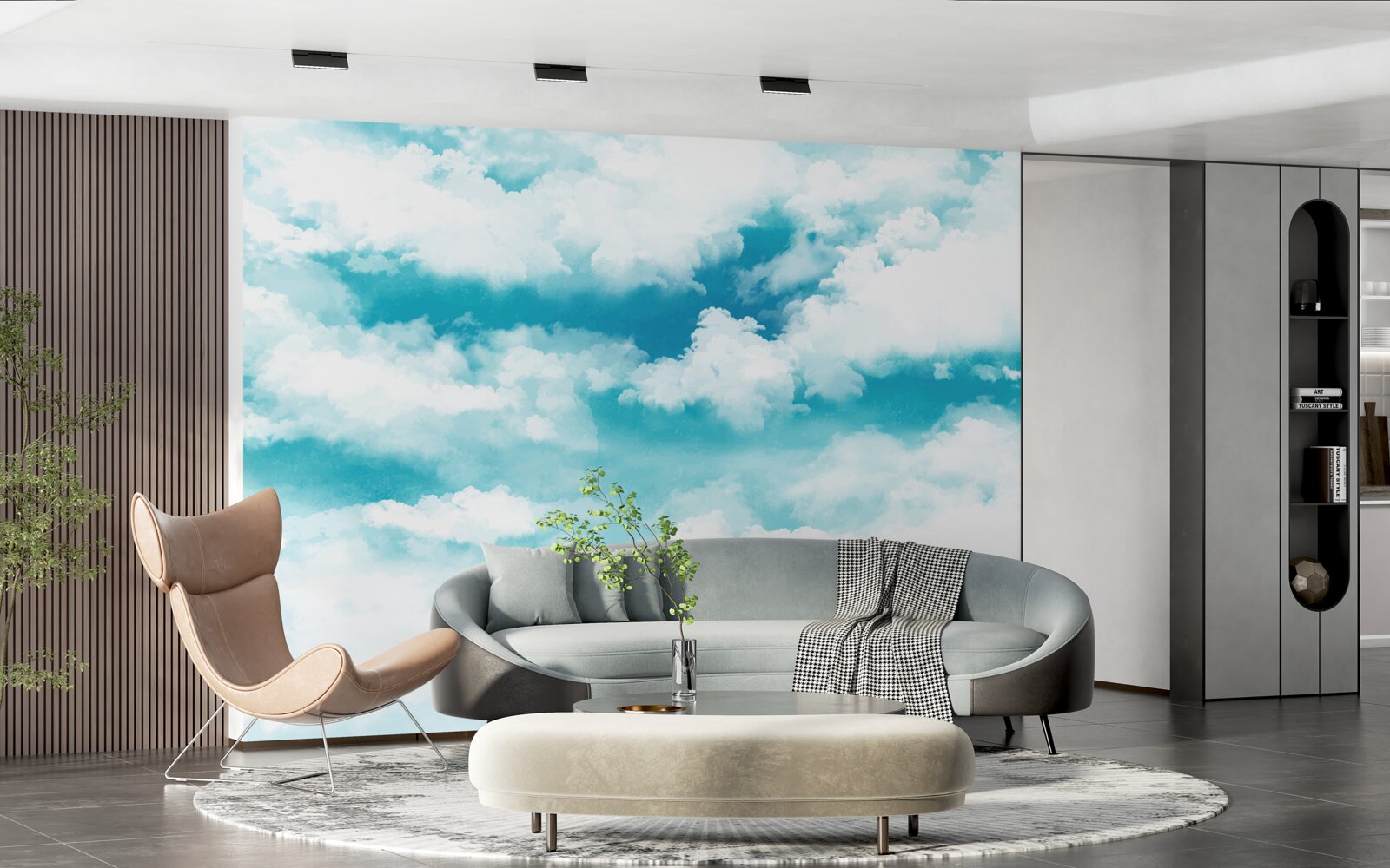 Fototapeta w ciągu dnia niebo jest niebiesko-białe