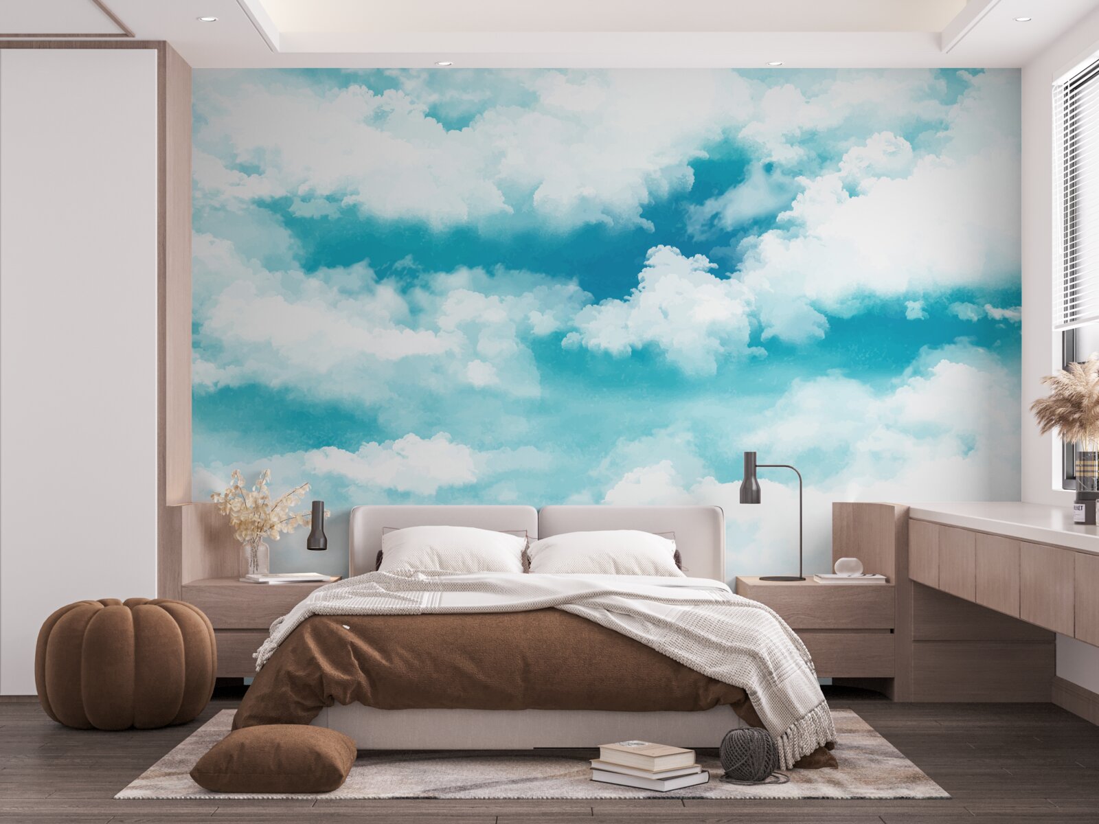 Fototapeta w ciągu dnia niebo jest niebiesko-białe