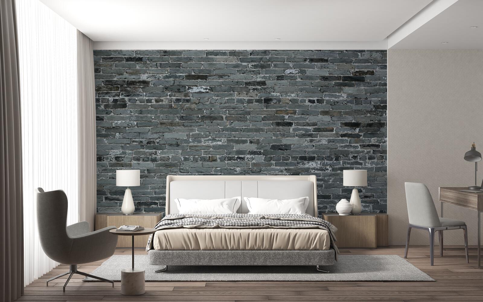 Fototapeta Ściana wykonana z cegły ma ciemnoszary odcień