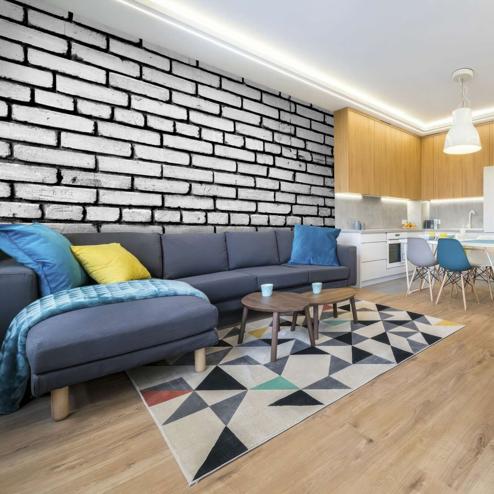 Fototapeta Ściana ozdobiona białymi cegłami