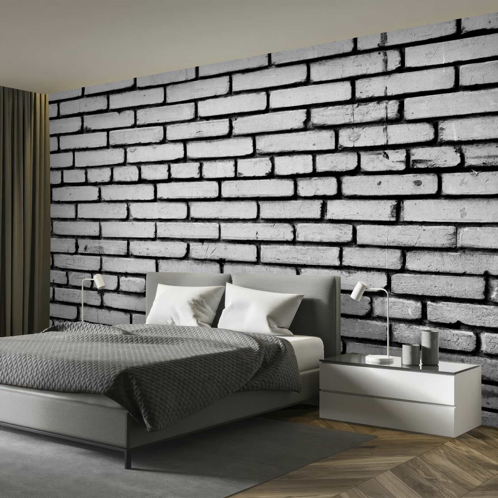 Fototapeta Ściana ozdobiona białymi cegłami