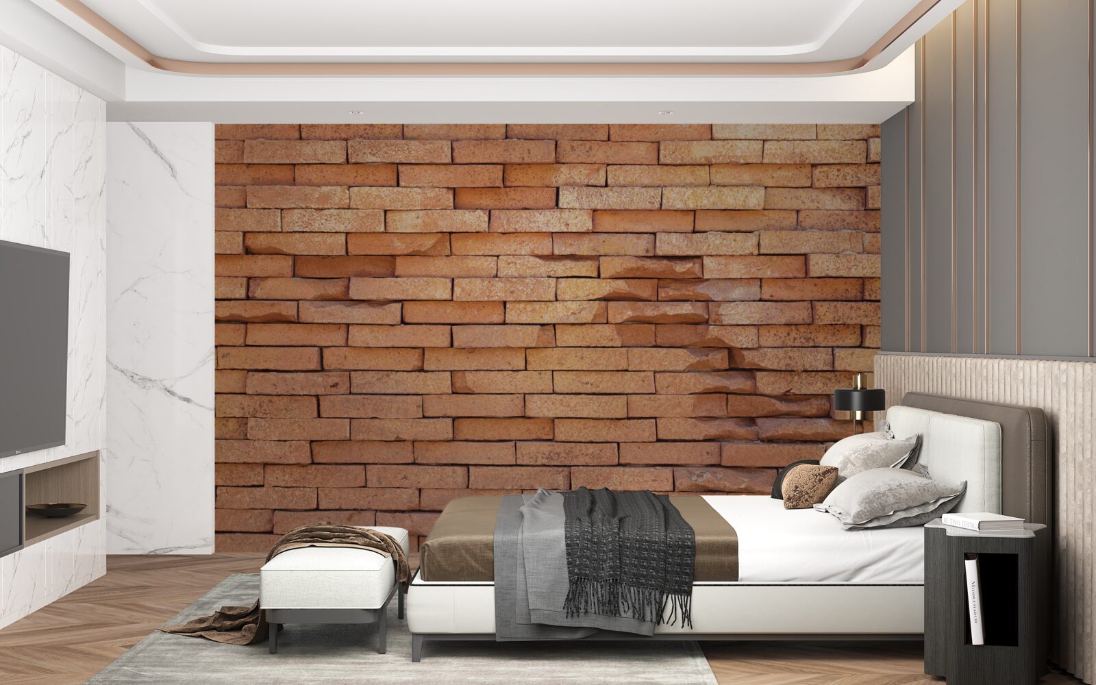 Fototapeta płaskorzeźba z cegły z czerwonej gliny