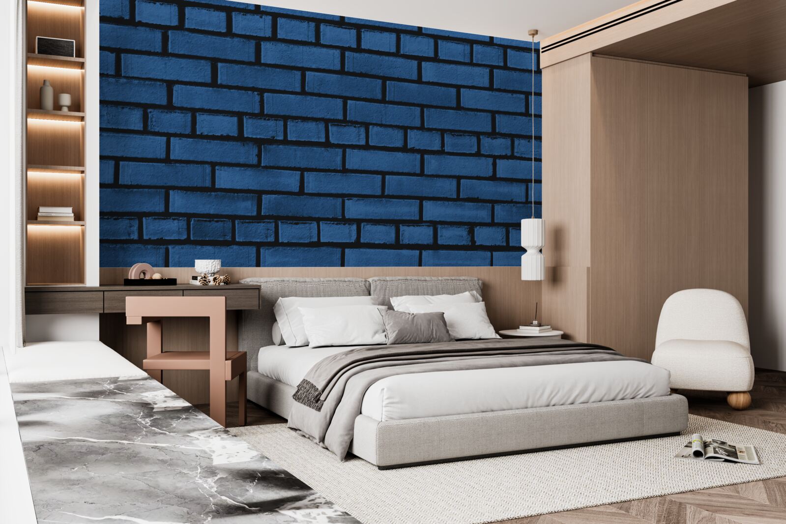 Fototapeta Ściana wykonana jest z ciemnoniebieskiej cegły