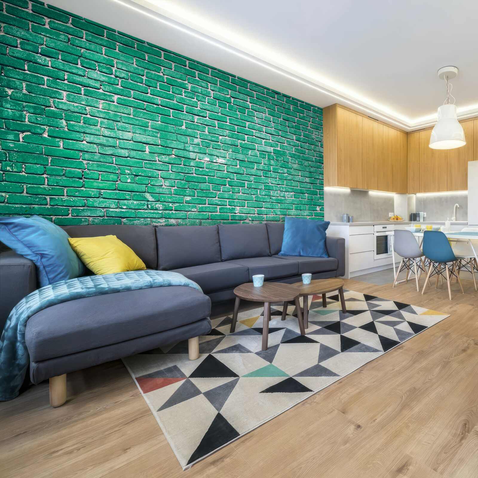 Fototapeta Ściana z turkusowych cegieł