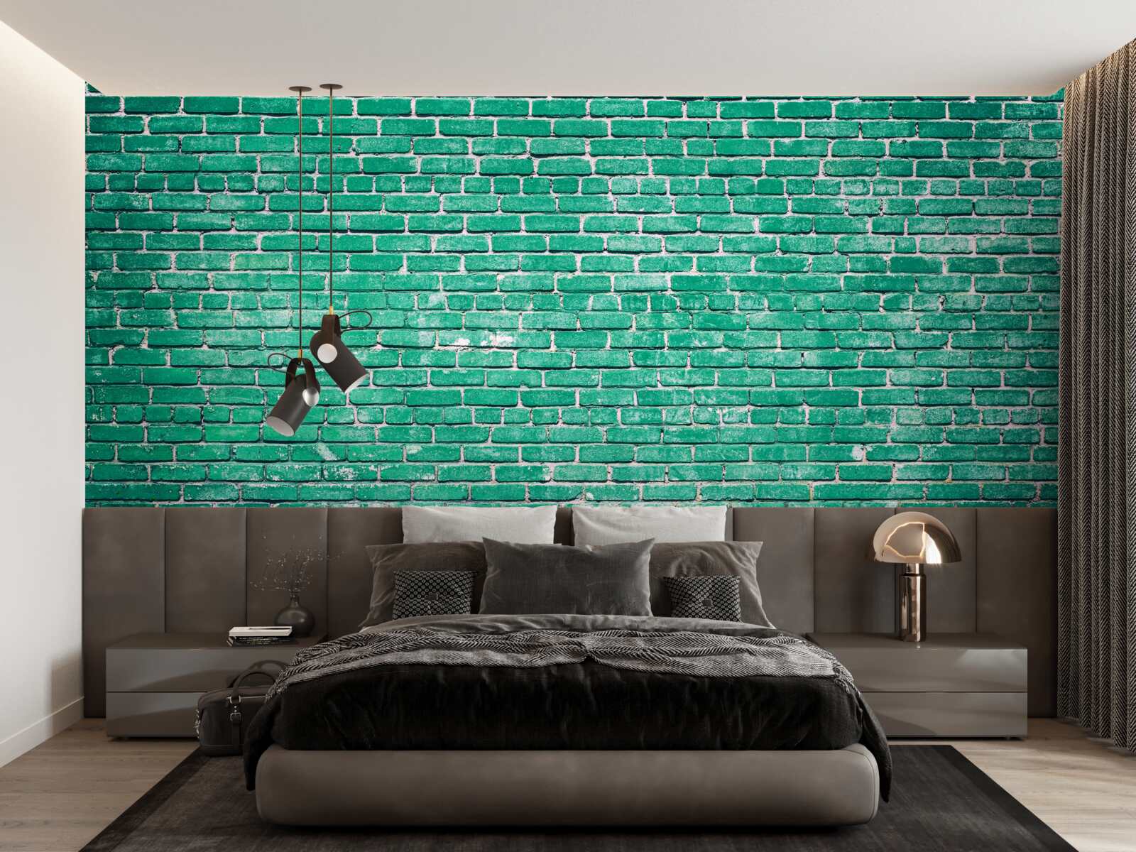 Fototapeta Ściana z turkusowych cegieł