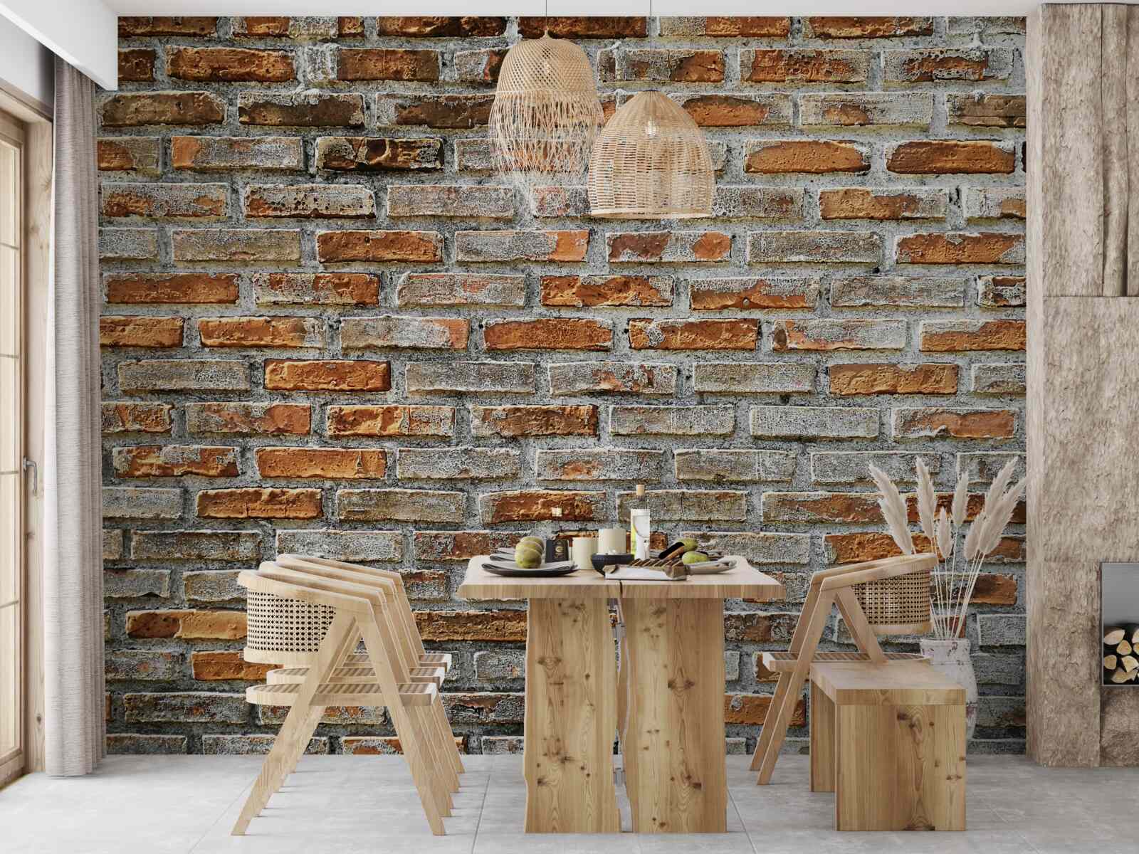 Fototapeta Ściana z cegieł w różnych odcieniach