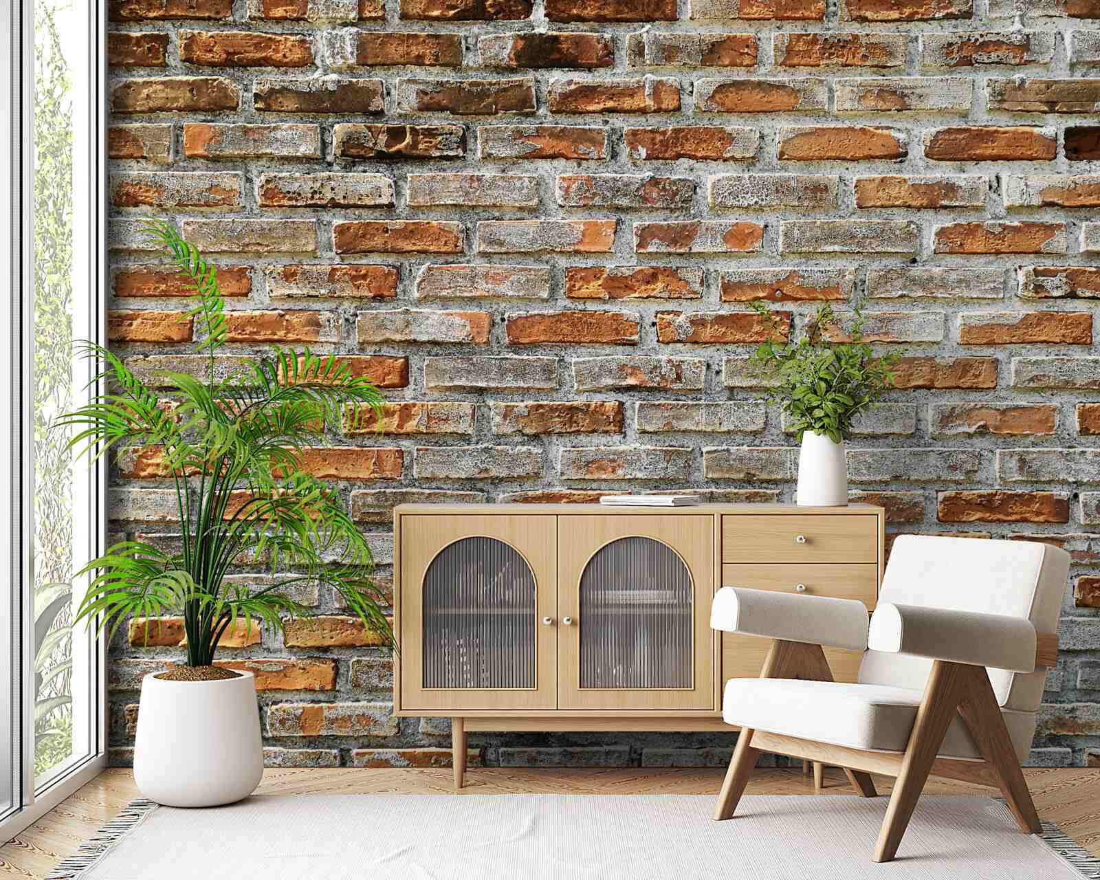 Fototapeta Ściana z cegieł w różnych odcieniach