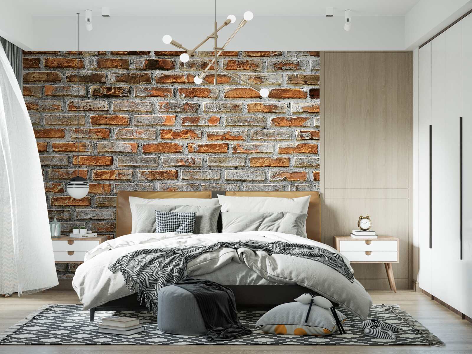 Fototapeta Ściana z cegieł w różnych odcieniach