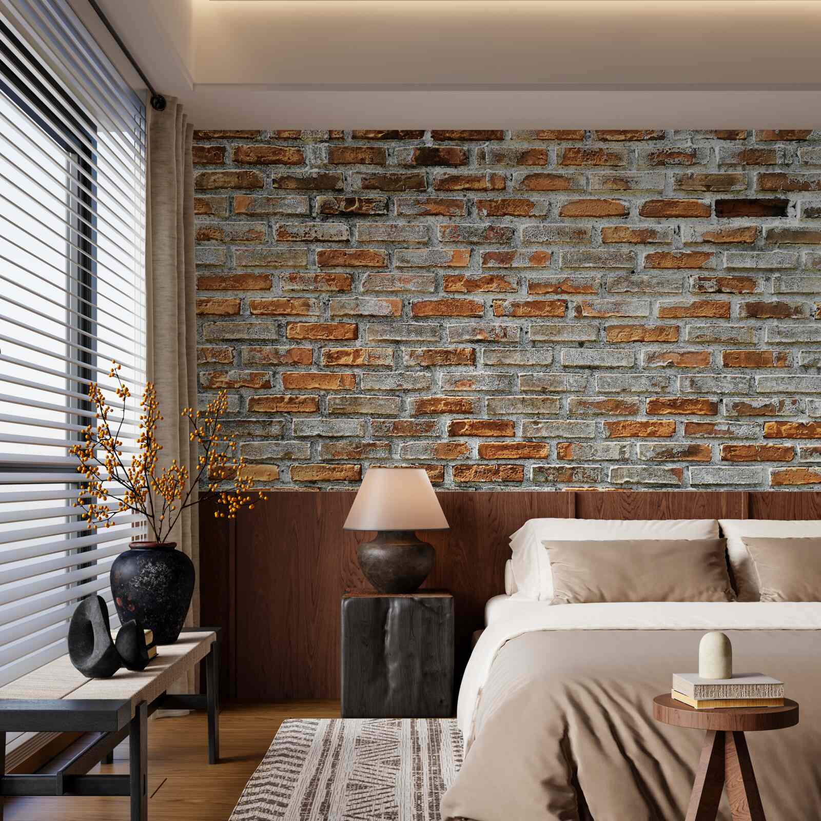 Fototapeta Ściana z cegieł w różnych odcieniach