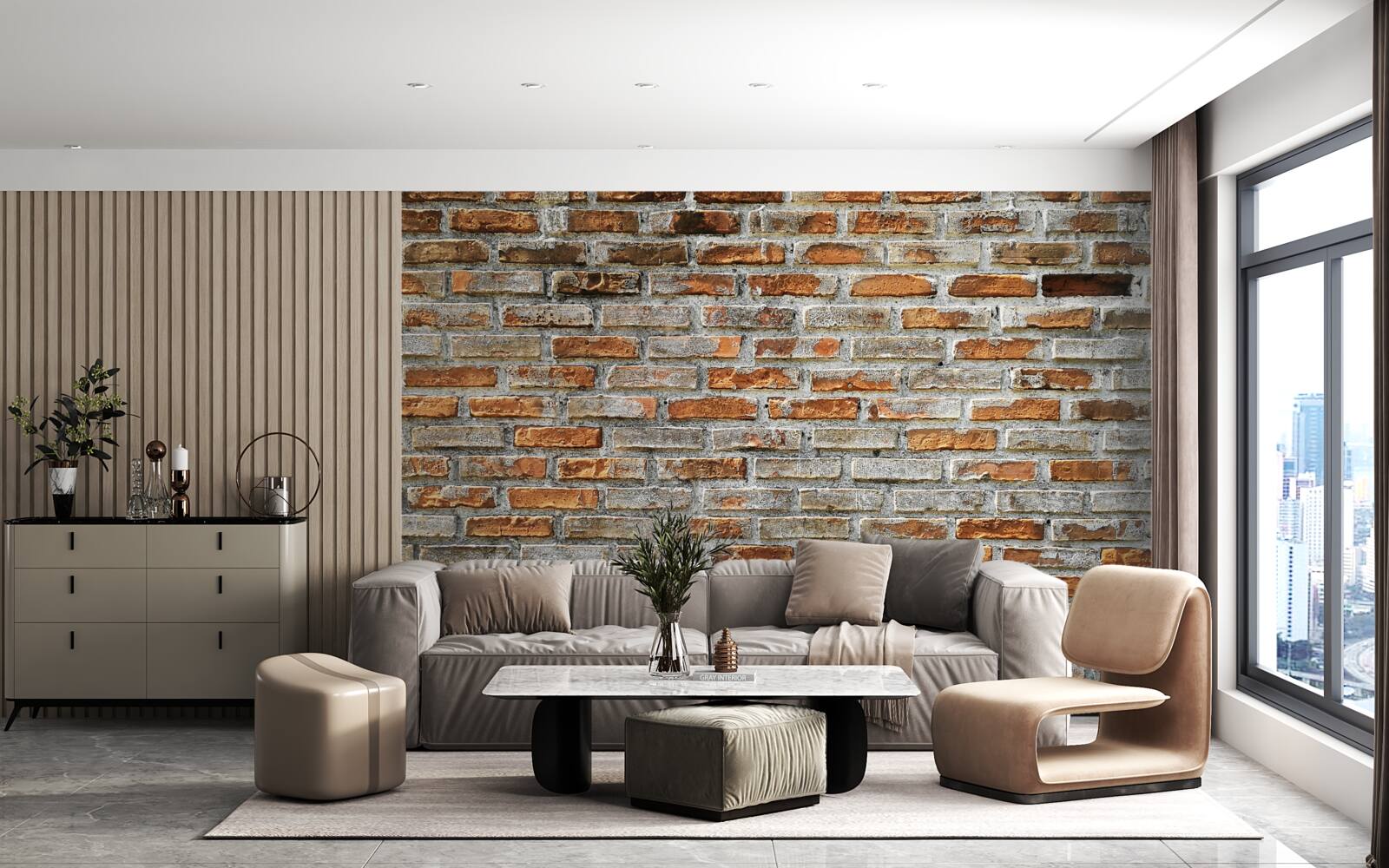 Fototapeta Ściana z cegieł w różnych odcieniach