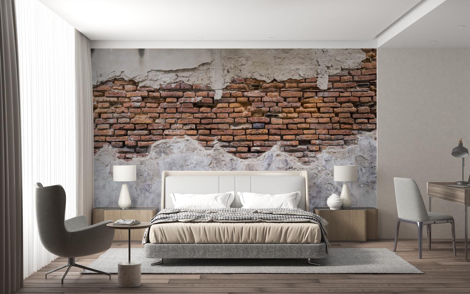 Fototapeta Ściana, stara i pusta, z cegły