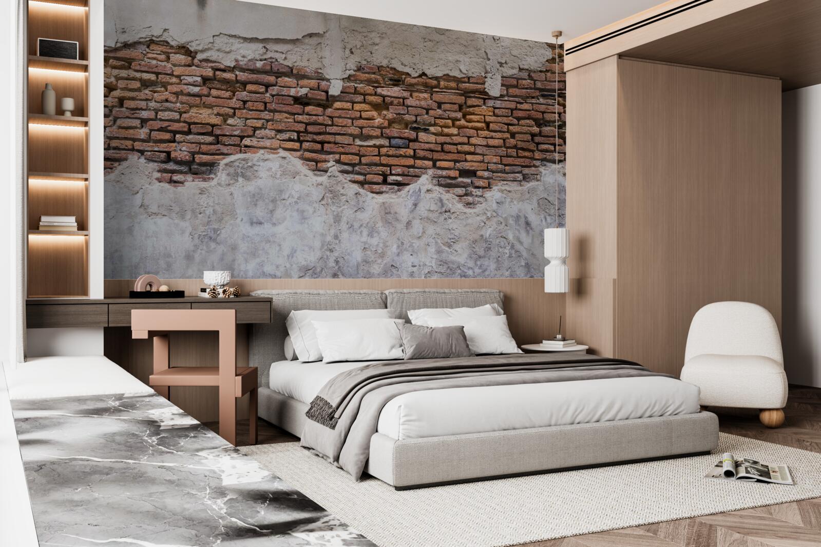 Fototapeta Ściana, stara i pusta, z cegły