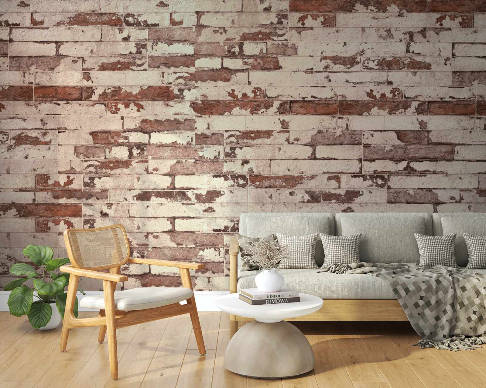 Fototapeta stary ceglany mur z odrapaną powierzchnią