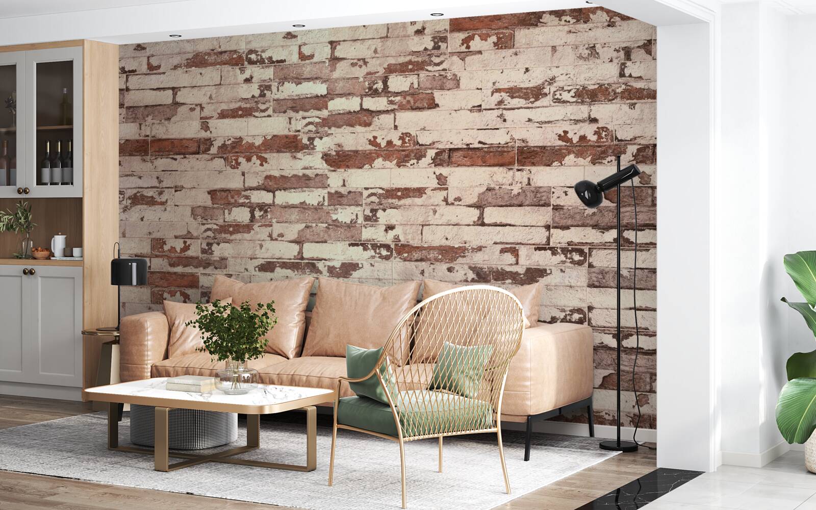 Fototapeta stary ceglany mur z odrapaną powierzchnią