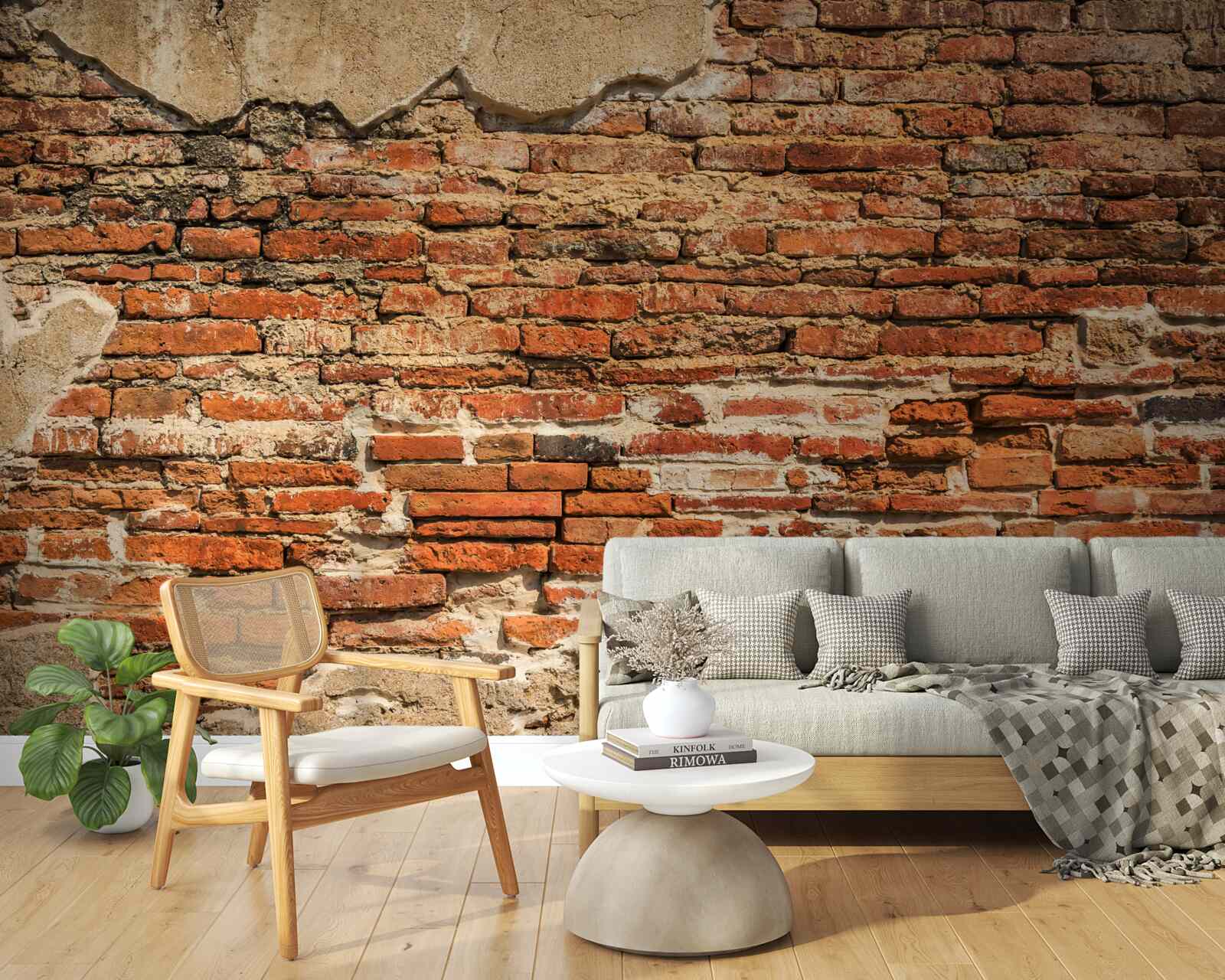 Fototapeta mur ceglany, który stał się bardzo zniszczony