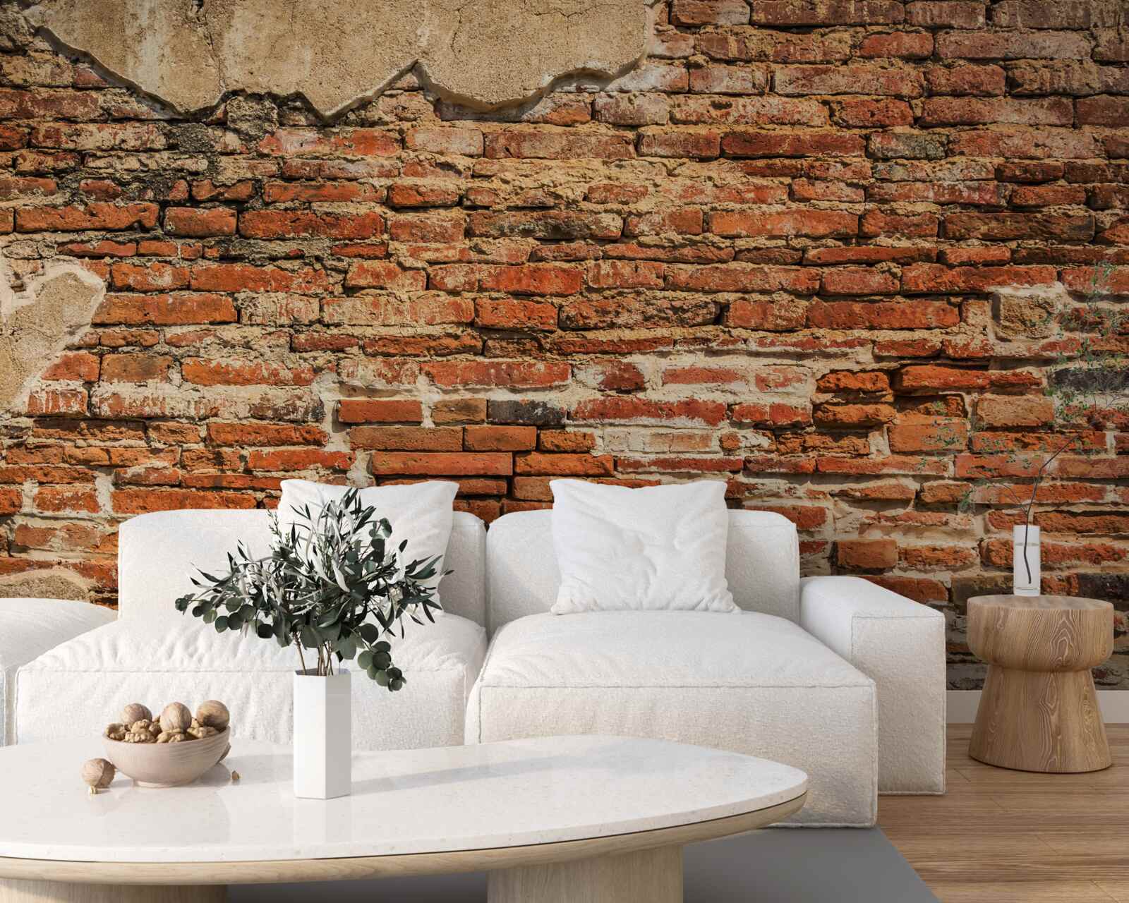 Fototapeta mur ceglany, który stał się bardzo zniszczony