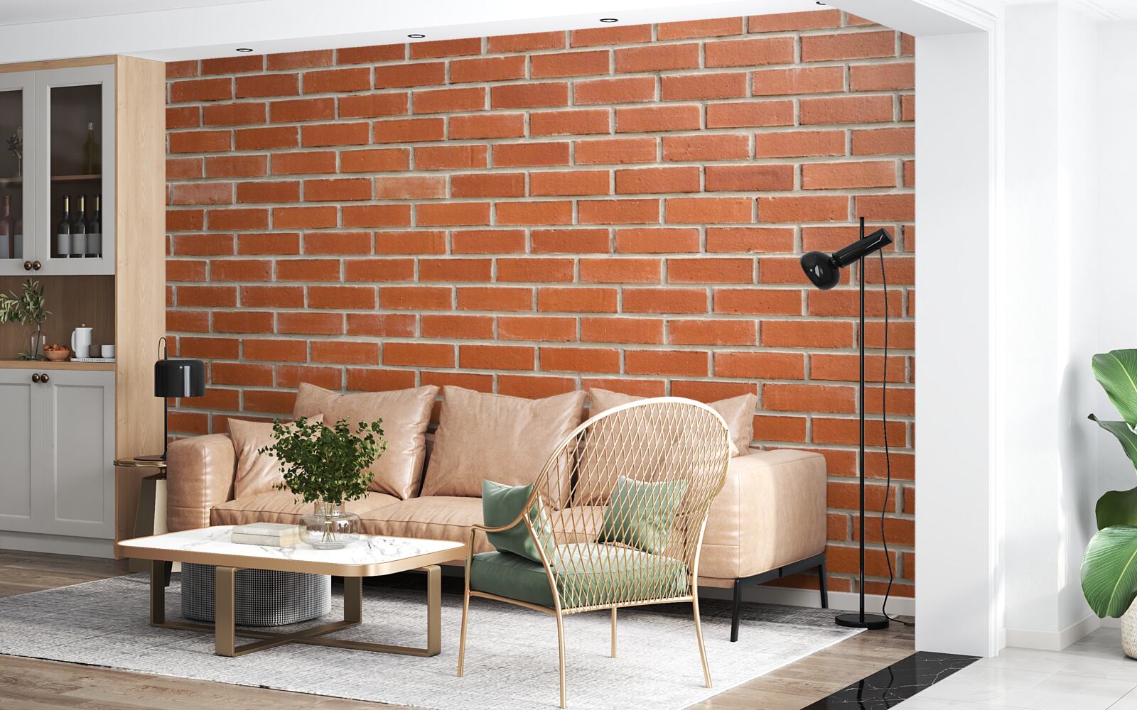 Fototapeta Ściana z czerwonej cegły, ułożona gładko