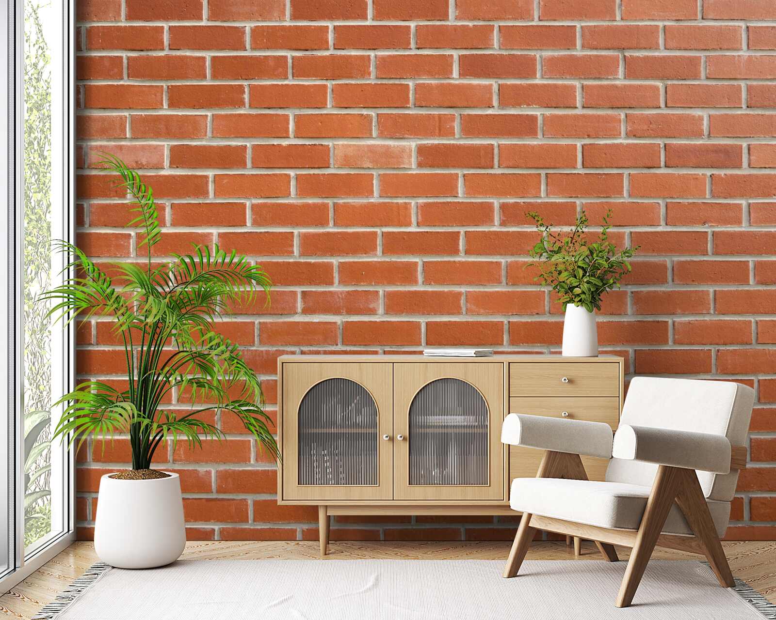 Fototapeta Ściana z czerwonej cegły, ułożona gładko