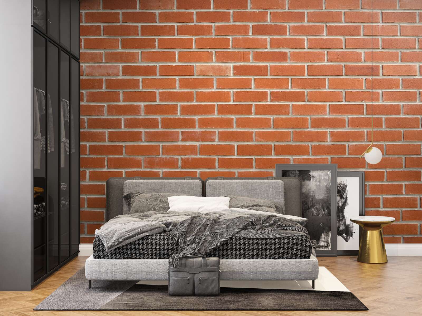 Fototapeta Ściana z czerwonej cegły, ułożona gładko