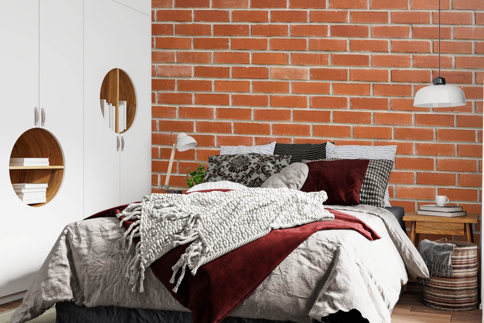 Fototapeta Ściana z czerwonej cegły, ułożona gładko