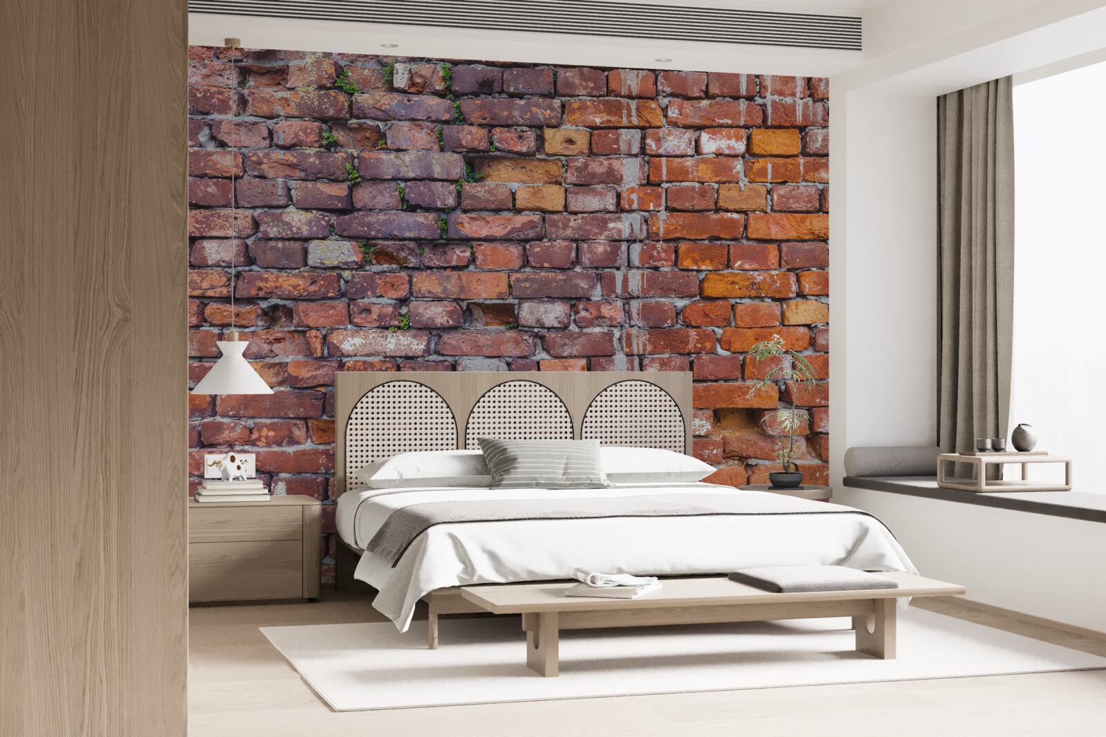 Fototapeta wycieki na zabytkowej ścianie z cegły