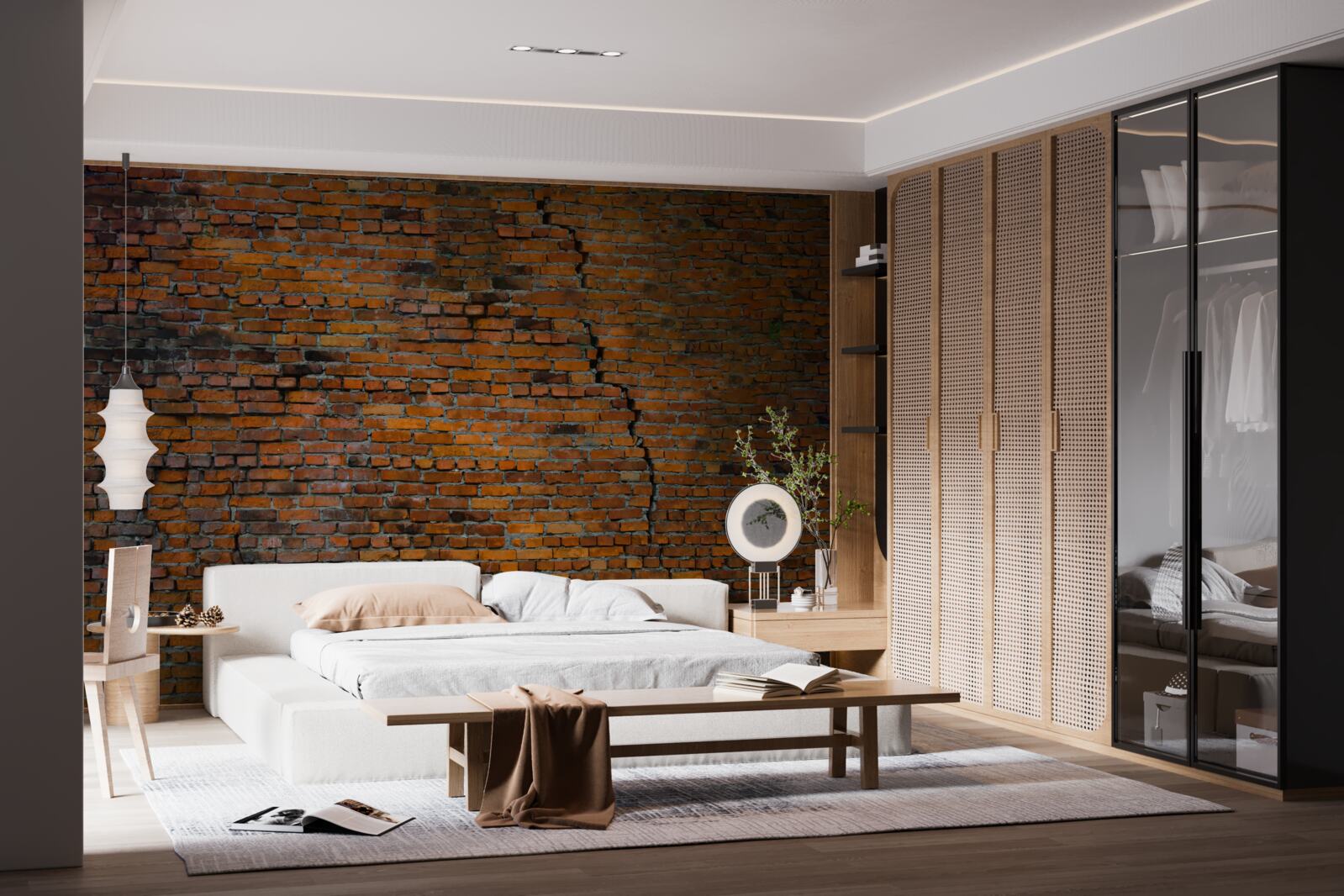 Fototapeta wielkie pęknięcie w ścianie z cegieł