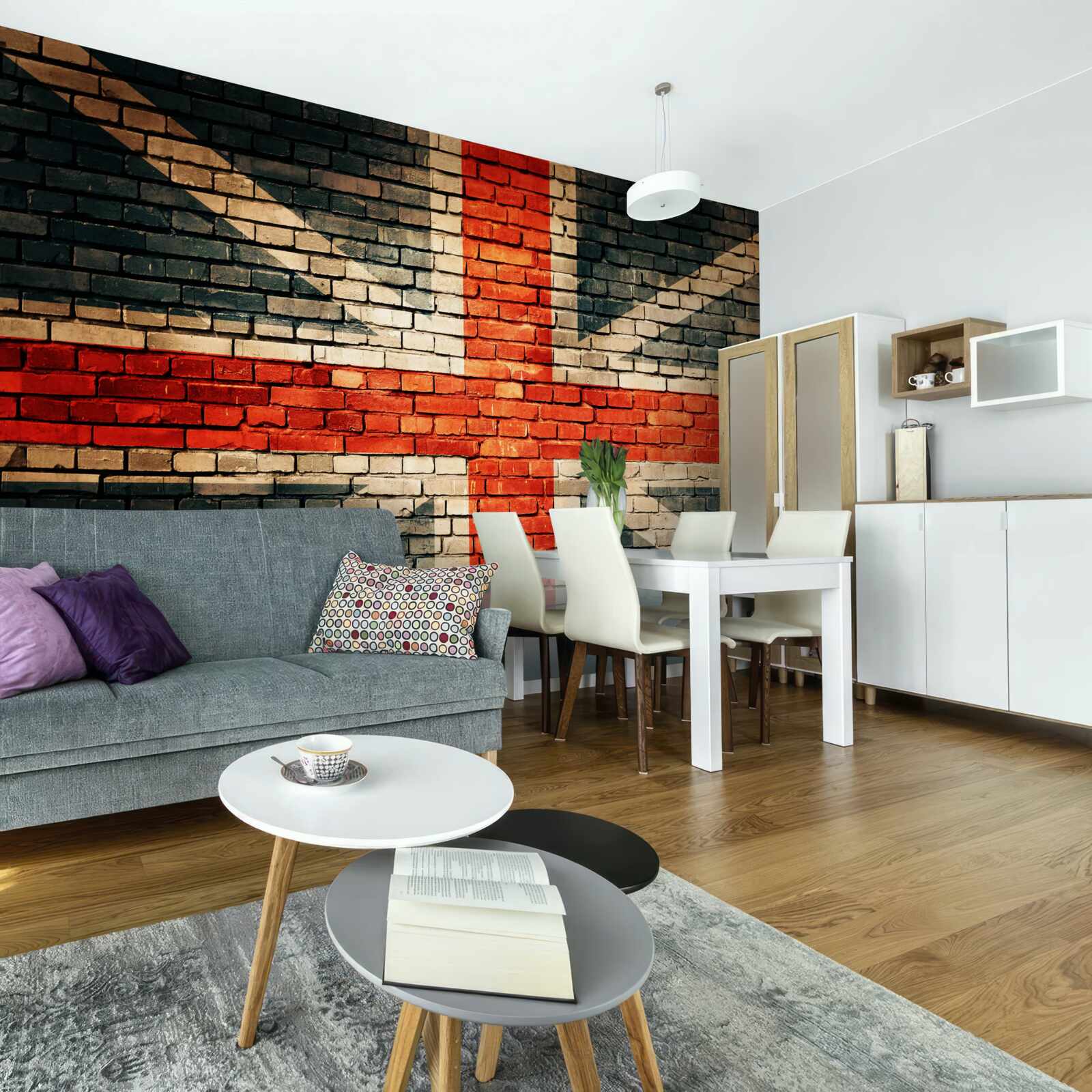 Fototapeta flaga brytyjska na ścianie z cegły