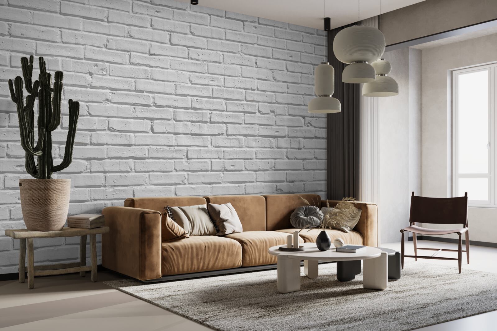 Fototapeta Ściana z cegieł jest pomalowana na biało