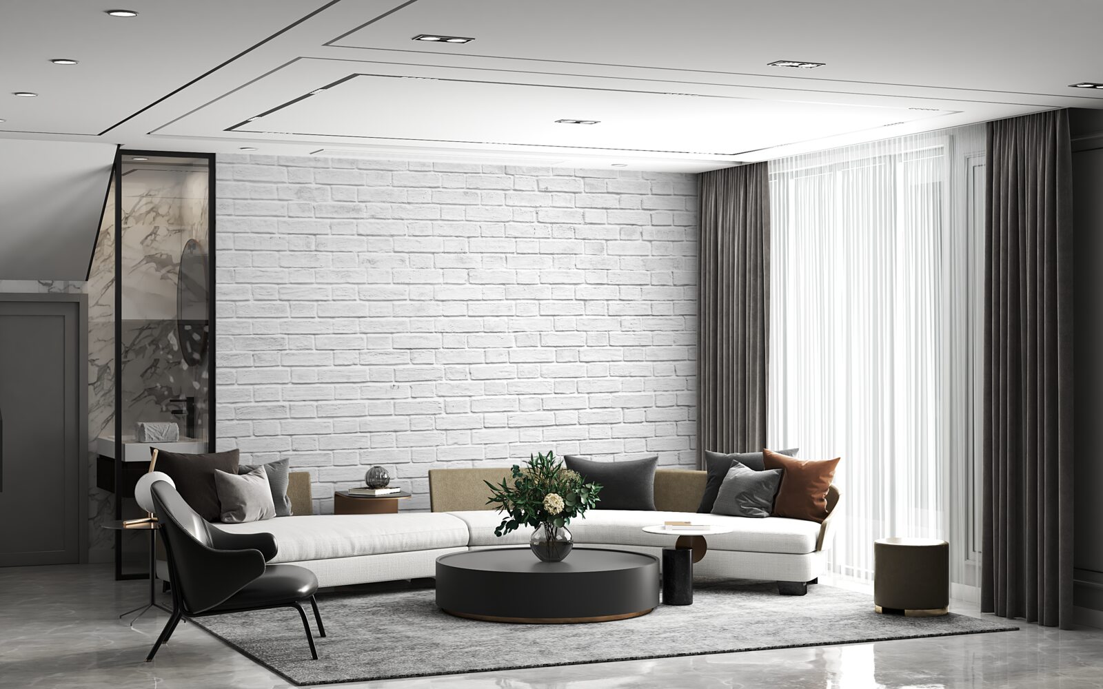 Fototapeta budynek z białej cegły