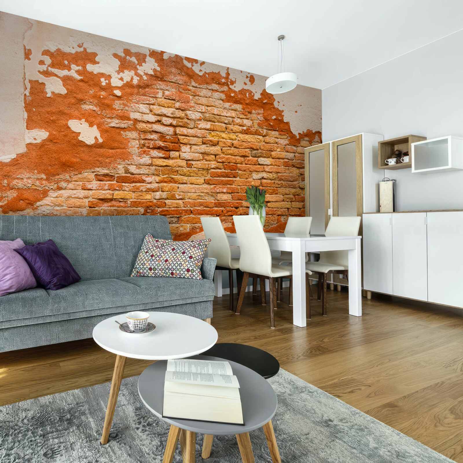 Fototapeta ceglany mur, który z biegiem czasu uległ zniszczeniu