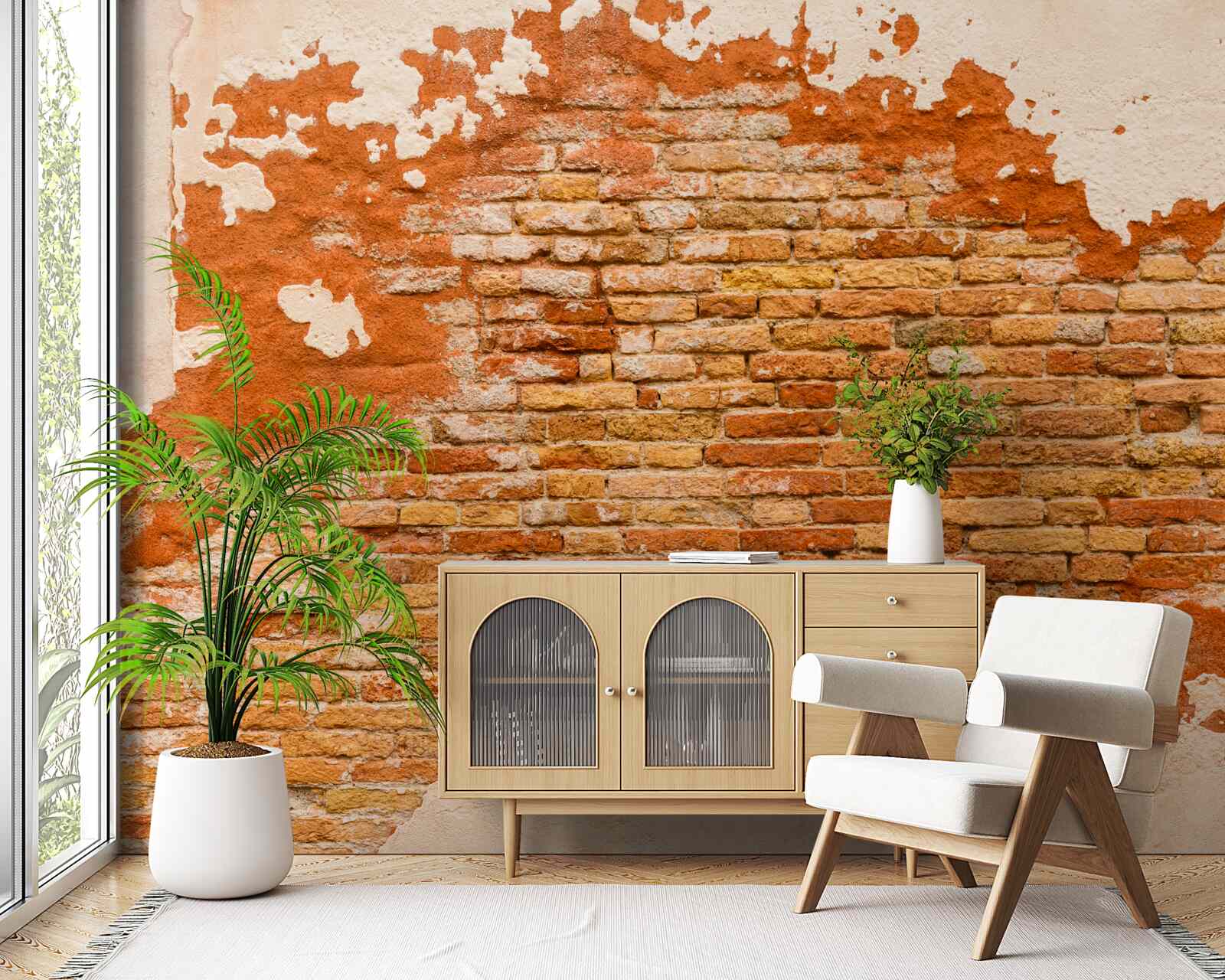 Fototapeta ceglany mur, który z biegiem czasu uległ zniszczeniu