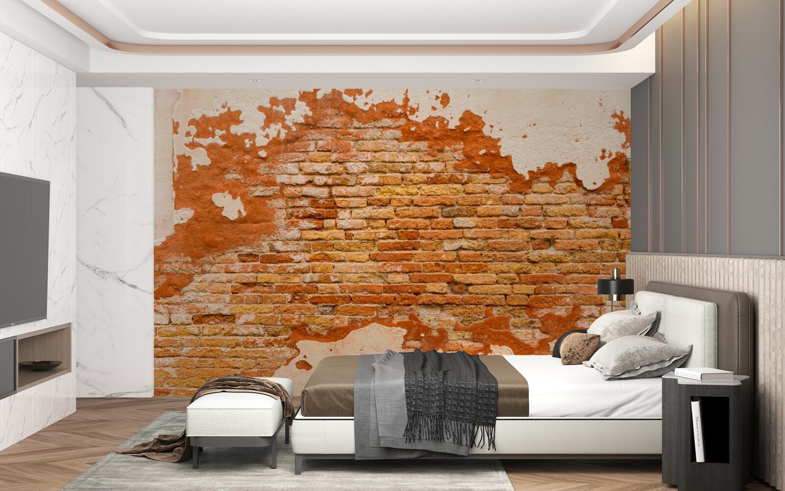 Fototapeta ceglany mur, który z biegiem czasu uległ zniszczeniu