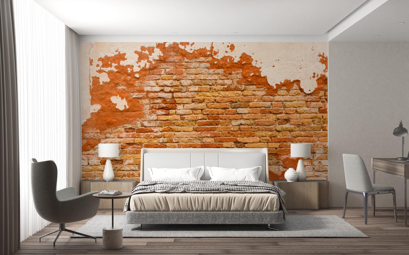 Fototapeta ceglany mur, który z biegiem czasu uległ zniszczeniu