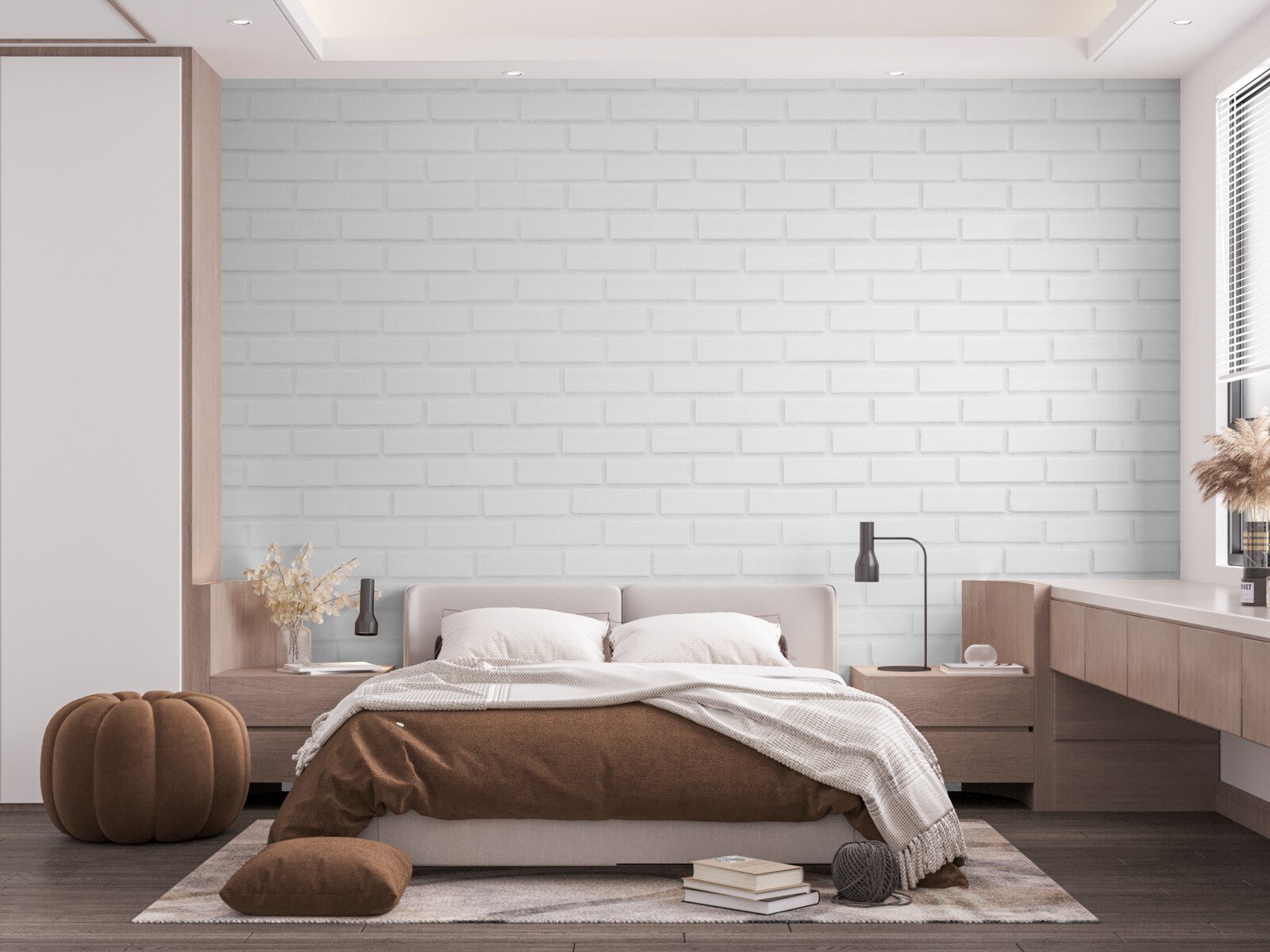 Fototapeta ceglana ściana jest nieskazitelnie biała