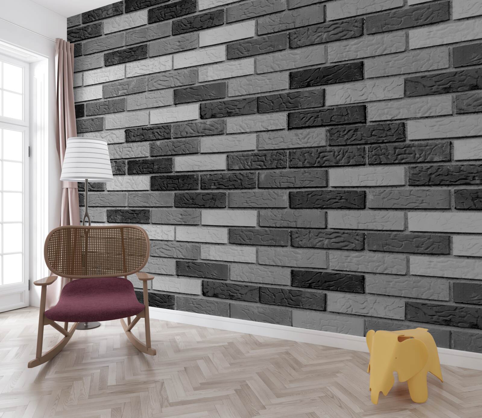 Fototapeta Ściana z cegły w kolorach czarno-białych