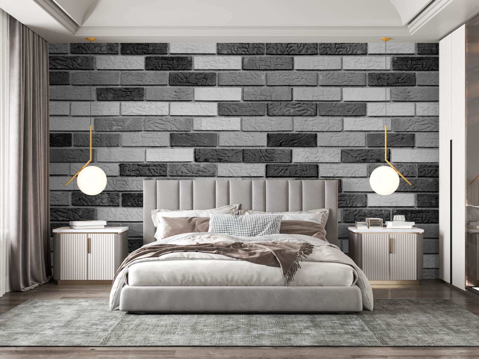 Fototapeta Ściana z cegły w kolorach czarno-białych